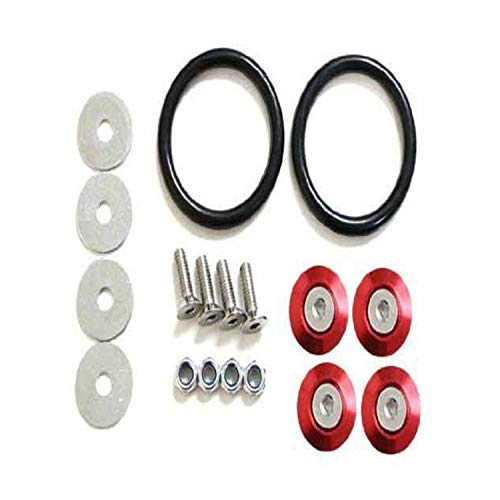 AutoTrends Red Finish JDM Quick Release Fasteners Suitable For Car Bumpers Trunk Fender Hatch Lids Kit