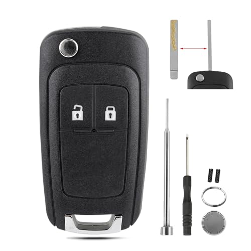 2 Buttons for Vauxhall Astra Key Fob Replacement for Opel Vauxhall Astra J Insignia Meriva Zafira Movano Mokka Adam Cascada Corsa Key Case with Pin Removal Tool Battery to DIY Repair Replace Shell
