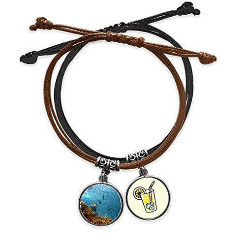 Poissons de mer bracelet cabochon verre et cuir de haute finition