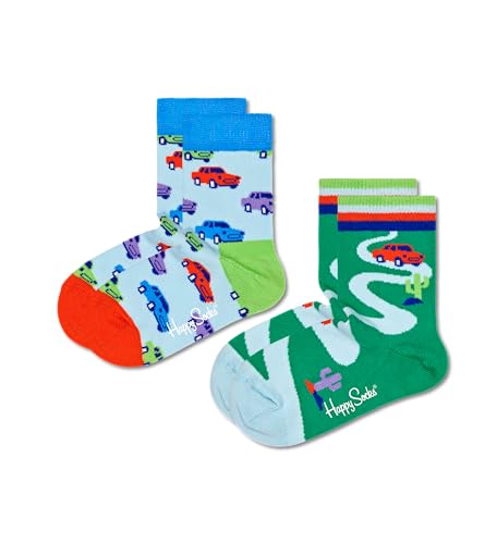 Chaussettes Happy Socks Kids motif voiture pack de 2 bleu clair pour garçon de 7-9 ans