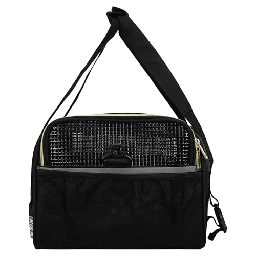 Image of KIKA Pets Goldfinch Cat Bag Carrier | Small Dog Puppy Bag Carrier | Airline Dimension Approved Akasa - Medium Size (17 x 10 x 9 inches), Midnight Black