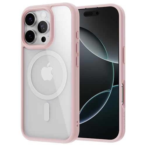 NIMASO iPhone 16 Pro Max 用 ケース【MagSafe対応・米軍MIL規格】PC背面 傷つき防止 黄変防止 指紋防止 いPhone 16 Pro Max 対応 ケース マグネット搭載 マグセーフ対応 耐衝撃 SGS認証 薄型 ストラップホール付き アイフォン 16 Pro Max 対応 （6.9インチ）氷星シリーズ ピンク NSC24G1484