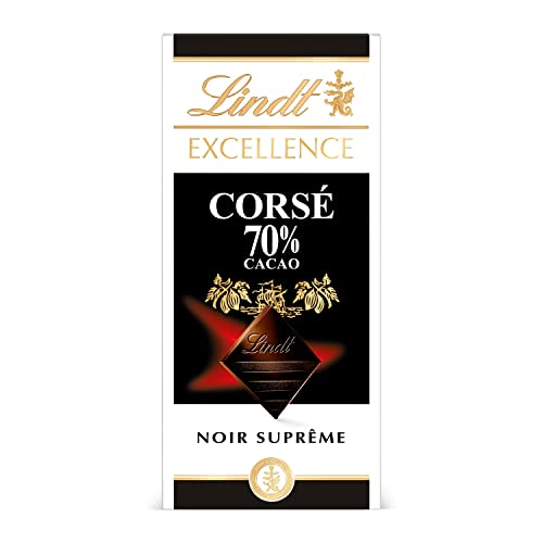 Lindt - Tablette EXCELLENCE Noir 70% Cacao Corsé - Chocolat Noir, 100g