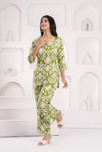 Image of YAZIA Women Cotton Lounge Wear Set - Printed Top & Pyjama Co-Ord Set | Soft Breathable Fabric | Daily, Nightwear & Home Wear | Small to 3XL