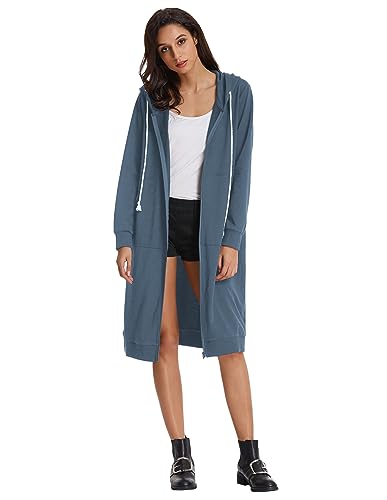 GRACE KARIN Women's Casual Pockets Zip up Hoodies Tunic Sweatshirt Long Hoodie Jacket4