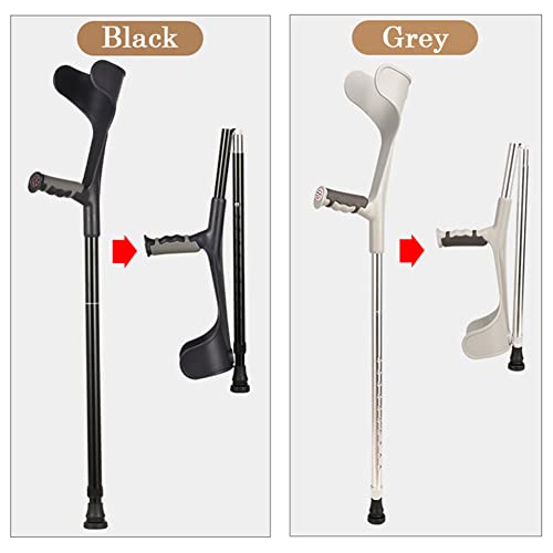 Bastón Plegable para Caminar, muletas de antebrazo de Aluminio para Adultos, Agarre cómodo, muleta de Codo telescópica Ajustable con pies de Goma Antideslizantes (Paquete de 2)