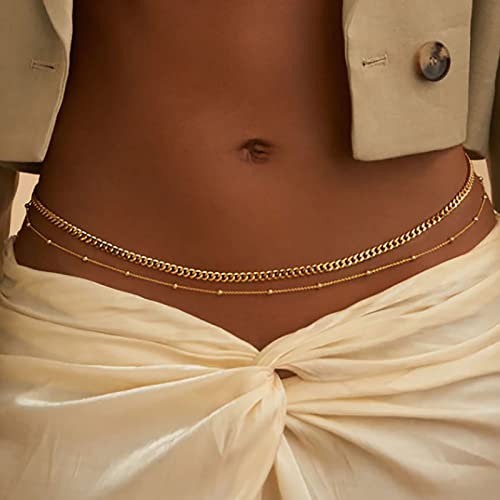 TseenYi Chaîne De Taille Boho Superposée Petites Perles Chaîne De Corps Chaîne D'or Chaîne De Taille De Ventre Chaîne Corps D'été Sexy Bijoux De Chaîne De Corps...
