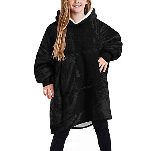 Oduo Oversize Hoodie con Felpa, Color sólido Usable Bolsillo Bata Manta Sudadera...
