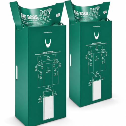 Image of 2-Pack Bag Boss Lawn & Leaf Bag Holder, Leaf Scoop & Chute, Heavy Duty Foldable Yard Trash Bag Stand - 4-in-1 Design Fits 30 Gal Paper & 33-55 Gal Plastic, Lawn Clean Up, Gardening, Camping