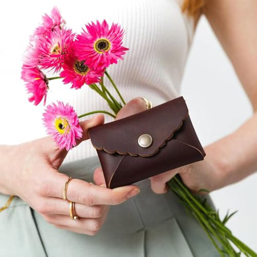 Image of Portland Leather Goods Mini Daisy Wallet for Women - Handmade from the Finest Full-Grain Hides - Features Envelope Design with Snap Closure - Grizzly