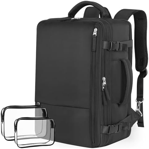 INC Travel Backpack For Women Men, Carry On Backpack Flight Approved, Waterproof Anti-theft Personal Item Trave Bag With USB Port For Travel, Black