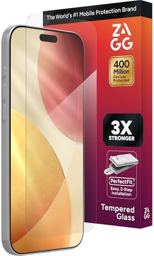 ZAGG Glass+ Screen Protector for iPhone 17 Pro Max – 3X Stronger, Impact & Shatter Protection, Scratch & Smudge-Resistant iPhone Tempered Glass, InvisibleShield, Easy PerfectFit Install