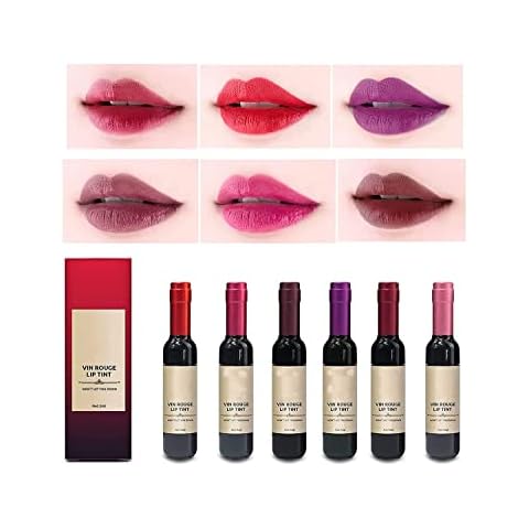 FLIPNEX Wine Lipstick Matte Long Lasting Lip Sticks Waterproof Lip Tint Set Lip Gloss Wine Liquid Lipstick Waterproof Moisturizing and Non-Stick Cup Lip Gloss (6 Colors) Cover