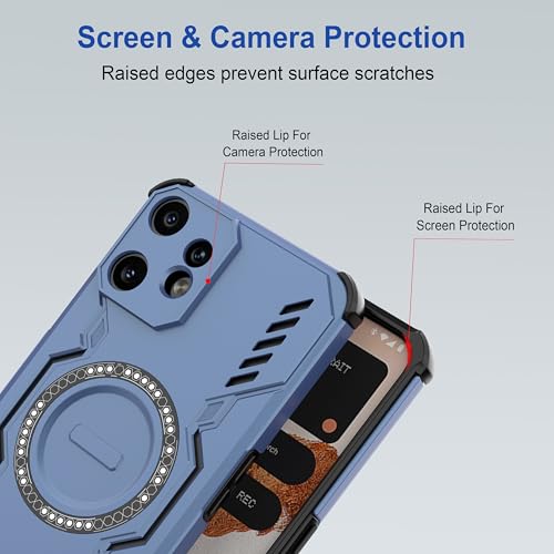 Image of Zapcase Back Case Cover for CMF by Nothing Phone 2 Pro | Magnetic Case with Built-in Metal Ring | Supports MagSafe Charger, Wallet & Car Mount | Shockproof Hybrid PC + TPU | Blue
