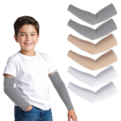 Image of Kids Arm Sleeves - Protective Arm Covers for Boys & Girls, Ages 5-13, UV Sun Protection, Perfect for Sports, Cycling, Running, and Outdoor Activities