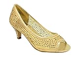peep toes compensées Tipo de producto: zapatos Nueva malla de diamante ver a través del tacón medio Peep Toe noche nupcial corte zapatos tamaño, color Dorado, talla 38 EU