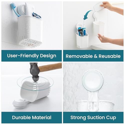 Image of TAILI Suction Toothbrush Holder 2 Pack, Tumblers Replacement Shower Toothbrush Holder for Wall, Powerful Toothpaste Toothbrush Suction Cup, Self-draining Shower Razor Holder, Kitchen Tableware Holder