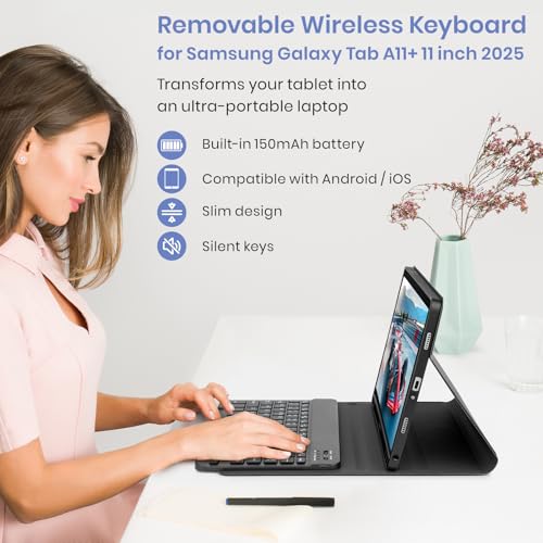 Teclado Bluetooth desmontable magnético para Samsung Galaxy Tab A11+ 6