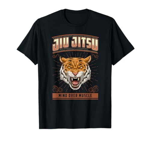 Jiu Jitsu Mind Over Muscle - Grappling BJJ Tiger Head T-Shirt