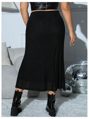 Women's Plus Size Bodycon Midi Skirt High Waisted Casual Long Skirts2