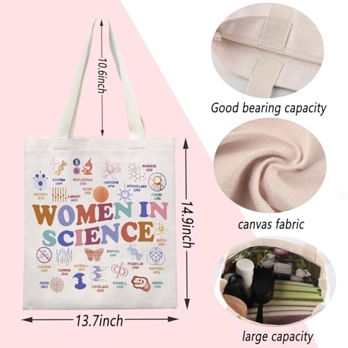 ENSIANTH Women in Science Tote Bag - Feminism Gift, STEM Education Gift, Women Scientist Shopping Bag
