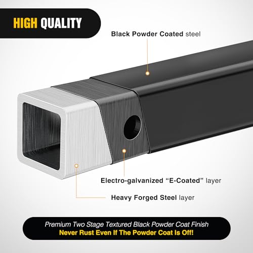 Image of Nilight Trailer Hitch Receiver Extender Adapter Reducer 2 to 1-1 /4 Inch Hitch Adapter 6-4 /5 inch Extension Sleeve Convertor 350Lbs with 1 /2-Inch Diameter Pin and Clip with 5 /8-Inch Adapter