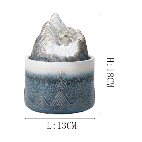 Fontaine de bureau d'intérieur, mini-décoration céramique bleue de méditation