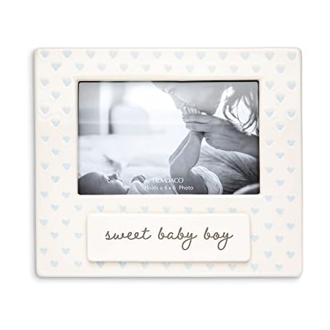 DEMDACO Sweet Baby Boy Blue Ceramic Frame Cover