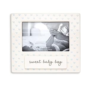 DEMDACO Sweet Baby Boy Blue Holds 4 x 6 Inch Photo Ceramic Wall or Tabletop Frame
