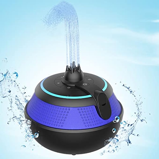 Foifope Pool Speaker, Floating Waterproof Bluetooth Shower Speakers Portable Floating Bluetooth Wireless Waterproof Fountain Pool Speakers with Lights for Hot Tub Outdoor Bathroom Kids (Blue)