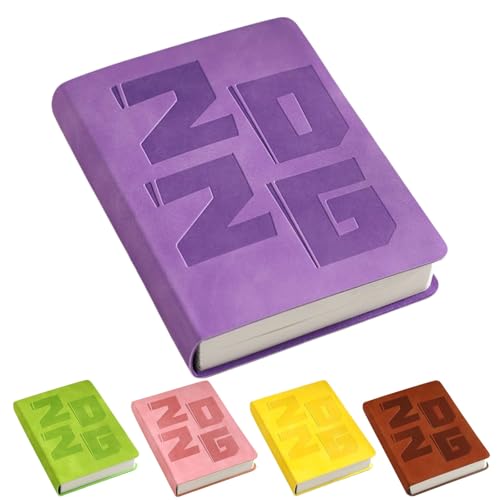 FFYGYNFDE スケジュール帳 デイリーノート 手帳 2026 年 1 月始まり B6 サイズ 404 ページ 完全に平らに開ける コンパクト持ち運びやすいポケットノート ビジネスプランナー 糸綴じ製本 厚手ドライボンド紙 カラーインデックス (パープ