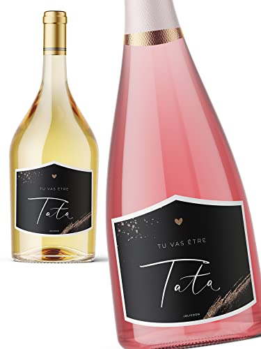 Joli Coon Etiquette Bouteille Annonce Grossesse Tata - Tu Vas être Tata 9,3x7,8cm