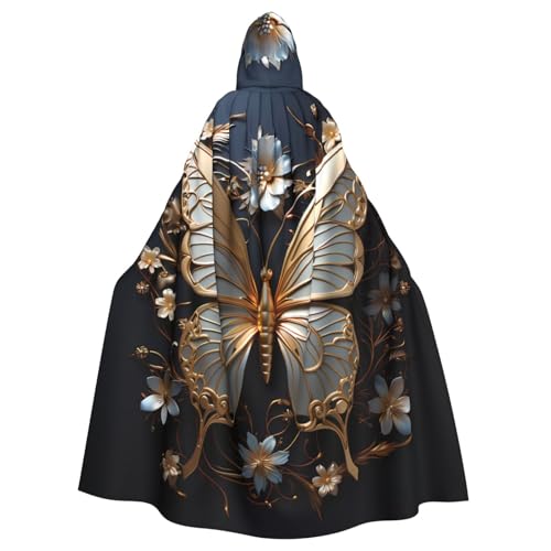 Cape à capuche longue motif papillons pour festival et carnaval