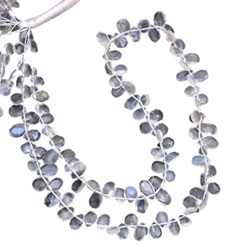 Pierres précieuses perles facettées 6x4mm briolette en nacre naturelle blanche