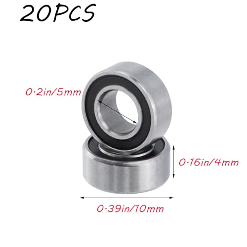 Image of Antrader MR105RS Double Rubber Seal Bearings,20Pcs 5 x 10 x 4mm Deep Groove Ball Bearings