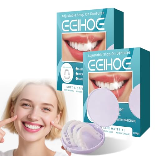 2 Stück Silikon Zahnprothesen Provisorisches Zahn-Veneerset Reline Gebiss-Set Zahnersatz Silikon-Reline-Kit Zahnersatz Prothese Komplett Künstliche Zähne für Temporäre Zahnaufhellung