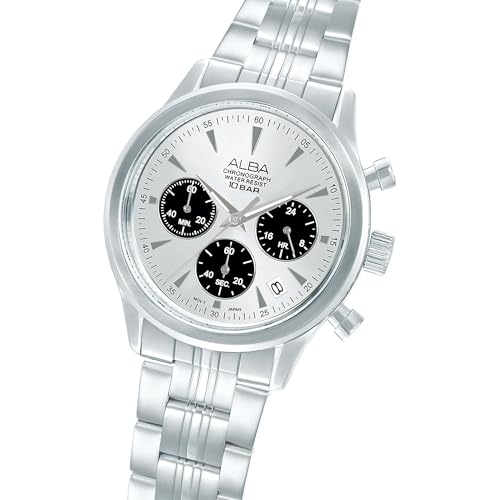 Image of Alba Men's Prestige Quartz Silver White & Black Dial Chronograph Watch - AT3K55X1