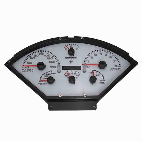 1955-1956 Chevy Bel Air Analog Gauge Cluster Replacement, White Faceplate, GPS Speed, Water & Oil Press Sending Units Included (Purple)