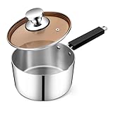 P&P CHEF 3 Quarts Sauce Pan and Pot with Lid, Tri-Ply Stainless Steel Saucepan Cookware for Induction & Multi Stoves, Heat-proof Handle & Visible Glass Lid, Dishwasher Safe