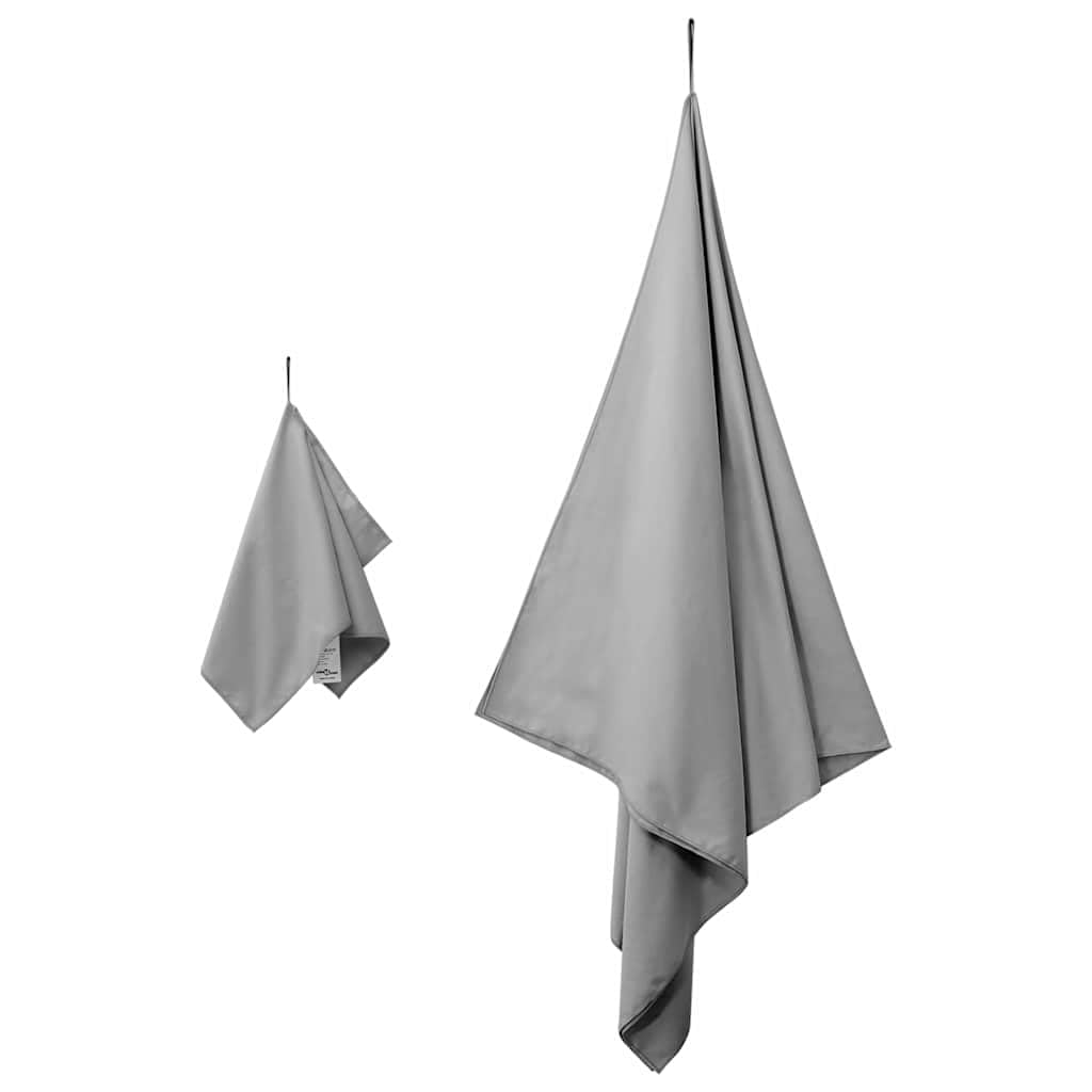 Sporthandtuch Set 2 pcs Dunkelgrau Stoff Mikrofaser schnelltrocknend saugstark für Fitnessstudio Camping Outdoor Strand Wellness Badezimmer