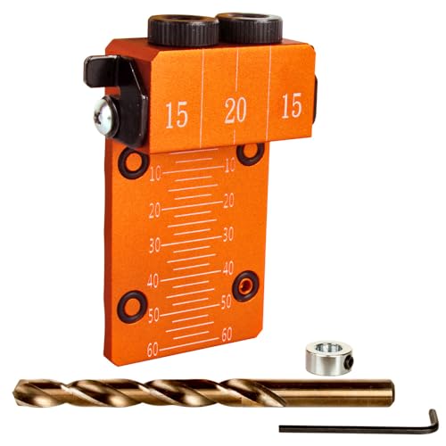 O'SKOOL 10mm Solid Aluminum Doweling Jig kit Kit with Laser Cut Witness Mark and Depth Scale, 10mm Self-Centering Dowel Jig Kit with Cobalt M-35 Drill Bit