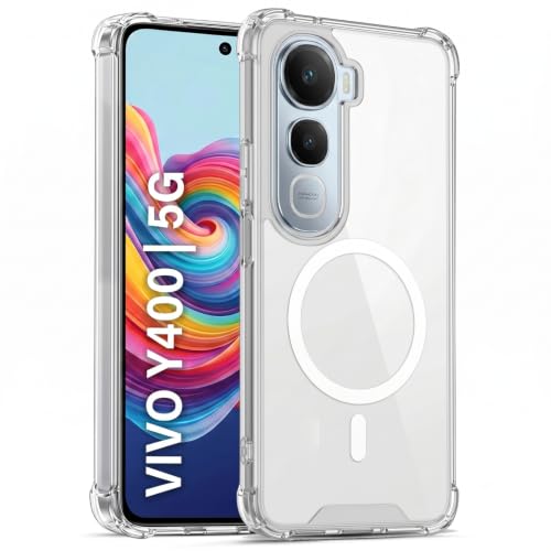 Image of TRUEUPGRADE Back Cover for Vivo Y400 5G Non Mag-Safe Transparent PC + TPU Bumper Case with Magnetic Print Shockproof Protection (Transparent Mag-Safe)