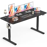 Zontera Mesa Vertical Ajustável, Mesa Elétrica com Altura Ajustável, 139,7 x 60,97 Centímetros Mesa para Escritório em Casa com Placa de Emenda, Estrutura Preta/Topo Preto
