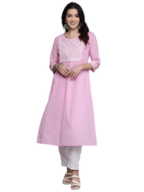 Image of INDO ERA Women's Polyester Relaxed Fit A Line Kurta