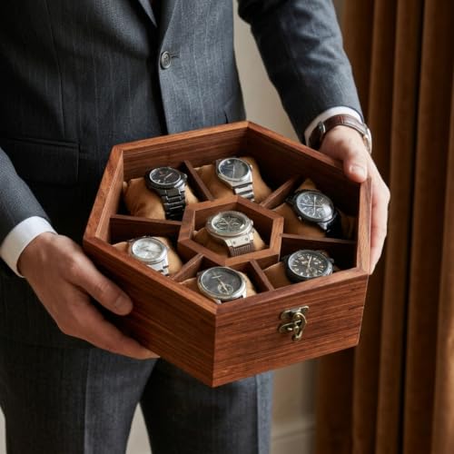 Image of Wooden Watch Box /Case, Handmade Superior Indian Rosewood Watch Display Box Case for Men| Wooden Watch Box for Men. (7 slot -4)