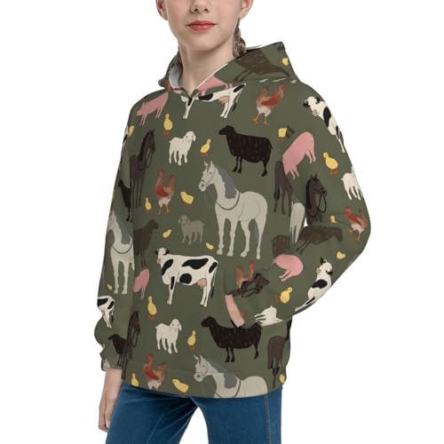 Farm Animals Kid Hoodies Boys Sweatshirts Girls Pullover with Pocket2