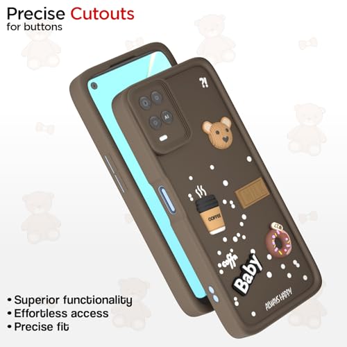 Image of Pikkme Back Cover for Oppo A54 | Cute Fun Cartoon 3D Bear Silicone Full Body Protection Bumper Case (Brown)