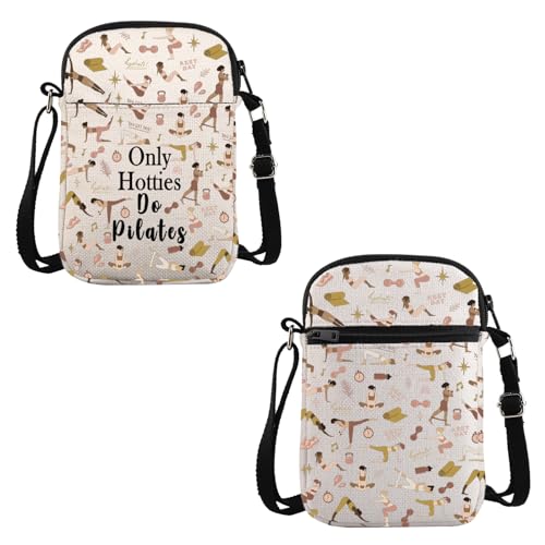 VAMSII Pilates Teacher Appreciation Gift Only Hotties Do Pilates Crossbody Bag Pilates Instructor Travel Bag Pilates Merch