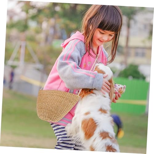 LIFKOME Straw Handbag for Children Woven Tote Bag Mini Beach Toy Bag Adorable Coin Purse 5