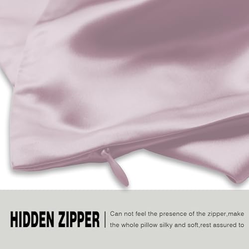 Mulberry Silk Pillow Cases for Hair and Skin King Size Silk Pillowcase with Zipper Soft Breathable Smooth Cooling Satin Silk Pillow Covers for Sleeping (Lavender,20"X 36",1Pcs)